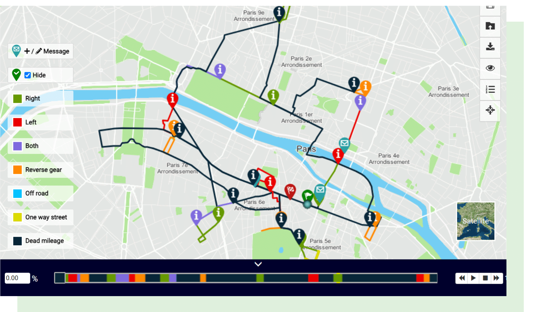 L'interface de Fleex Web avec les différents instructions opérationnelles en différents couleurs.